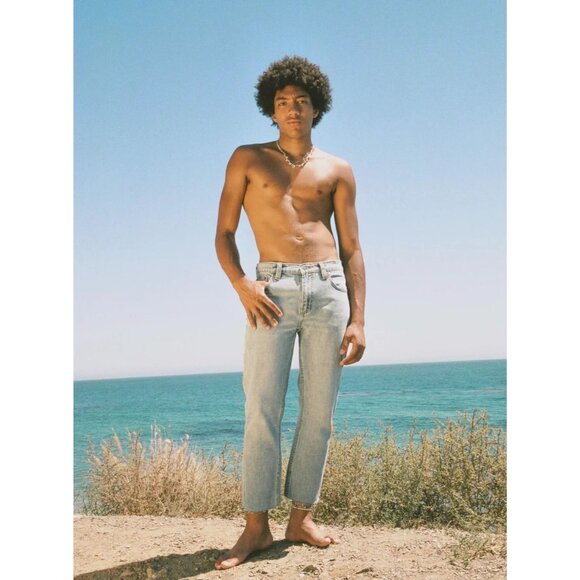 ROLLA'S Relaxo Chop Original Stone Mid Rise Straight Crop Jeans, Size 34 - Picture 4 of 16